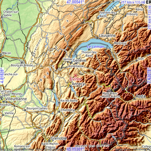 Topographic map of Évires