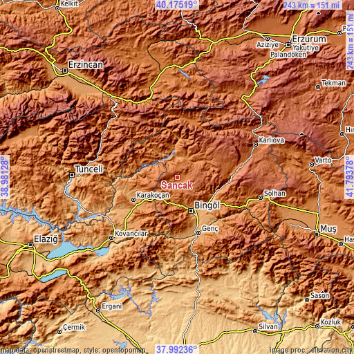 Topographic map of Sancak