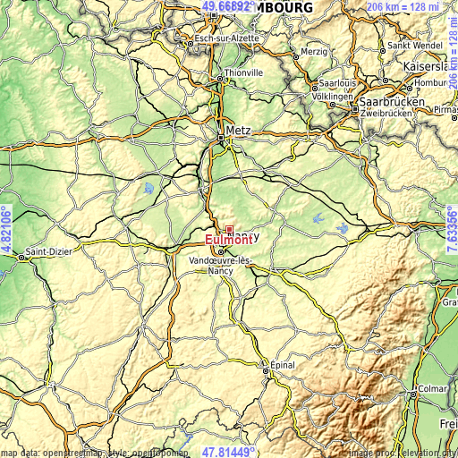 Topographic map of Eulmont
