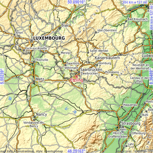 Topographic map of Etzling