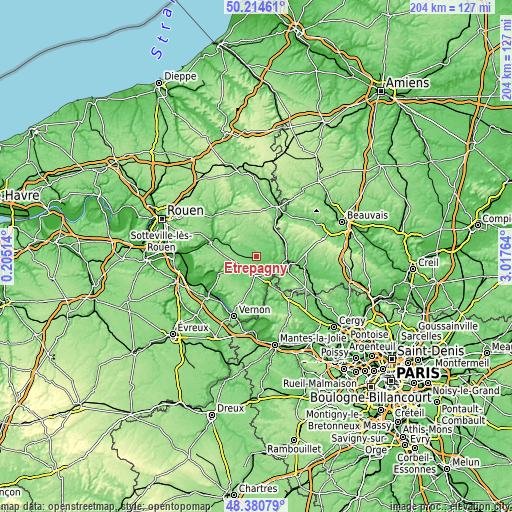 Topographic map of Étrépagny