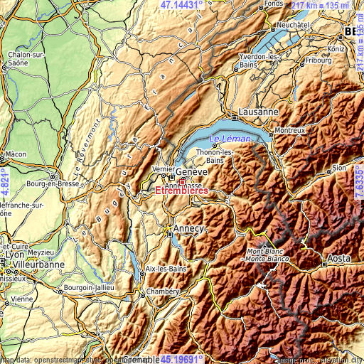 Topographic map of Étrembières