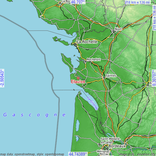 Topographic map of Étaules