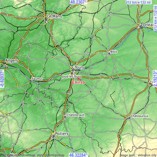 Topographic map of Esvres