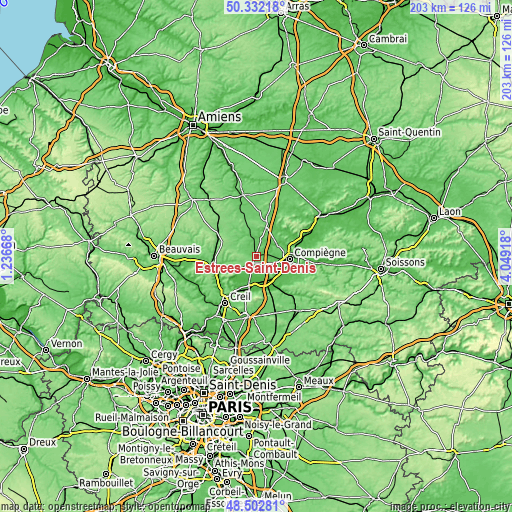 Topographic map of Estrées-Saint-Denis