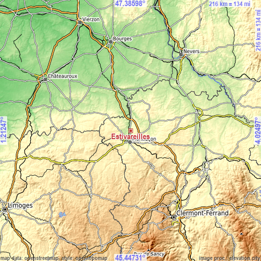 Topographic map of Estivareilles