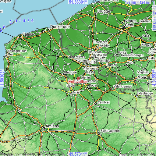 Topographic map of Estevelles