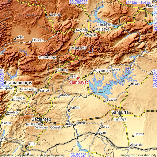 Topographic map of Şambayat