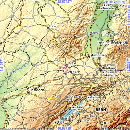 Topographic map of Essert