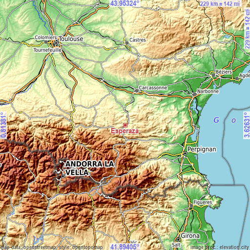 Topographic map of Espéraza