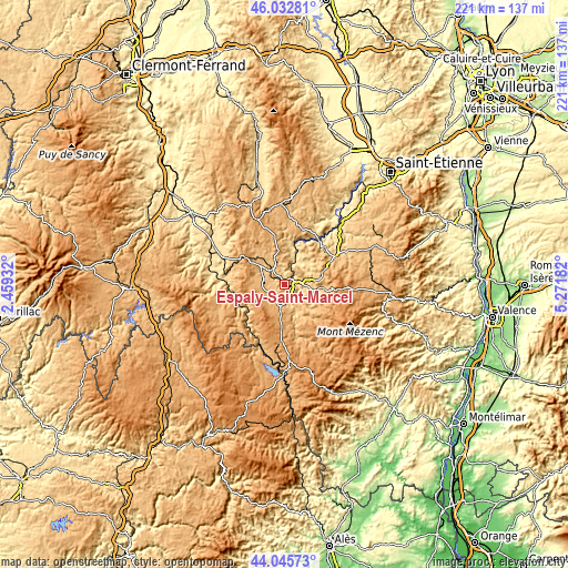 Topographic map of Espaly-Saint-Marcel