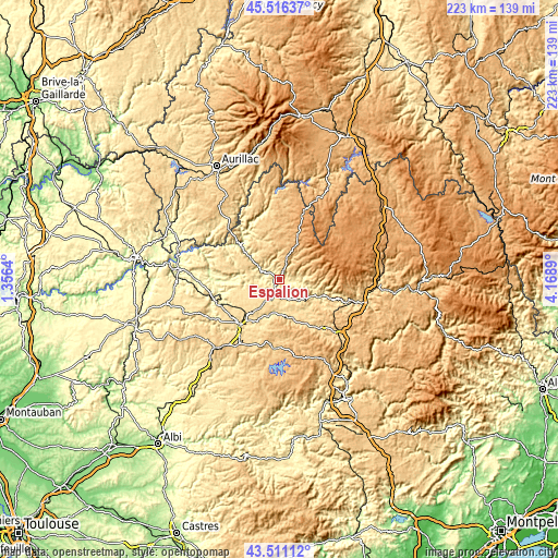 Topographic map of Espalion