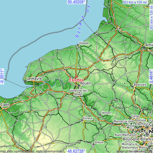 Topographic map of Eslettes