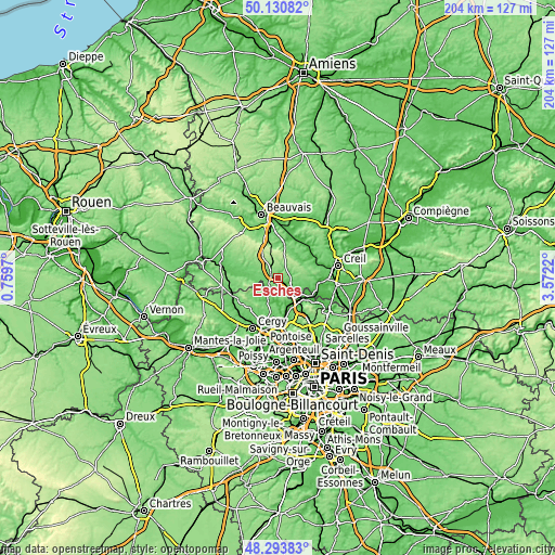 Topographic map of Esches