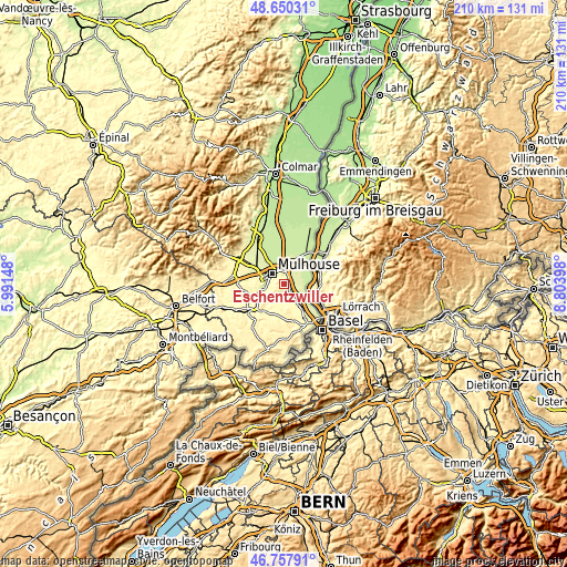 Topographic map of Eschentzwiller