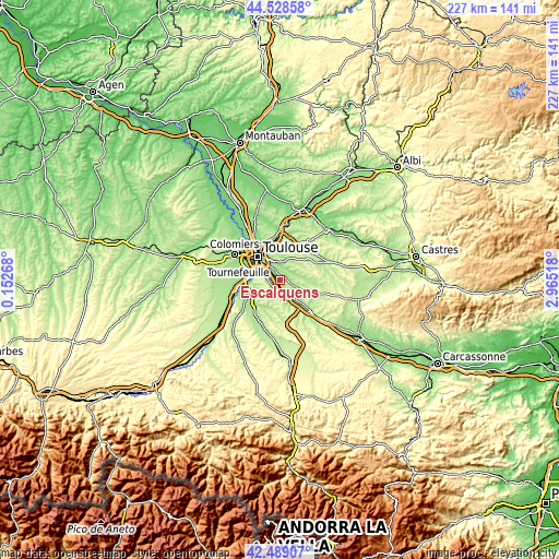 Topographic map of Escalquens