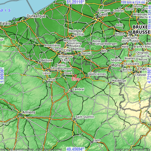 Topographic map of Erre