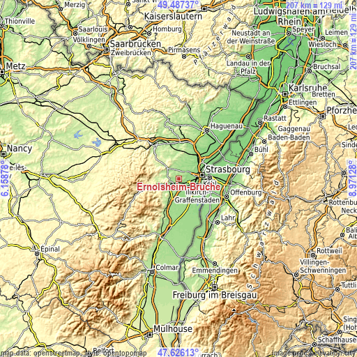 Topographic map of Ernolsheim-Bruche