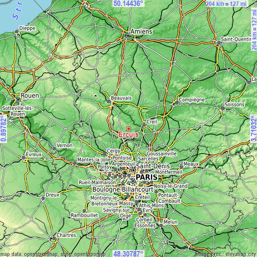 Topographic map of Ercuis