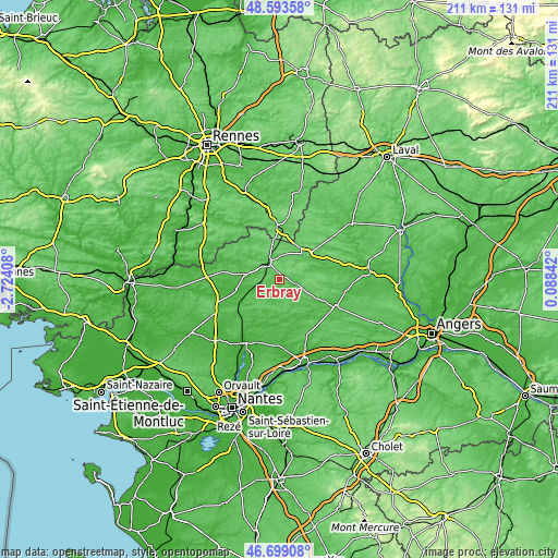 Topographic map of Erbray