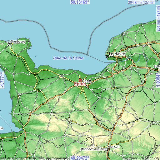 Topographic map of Épron