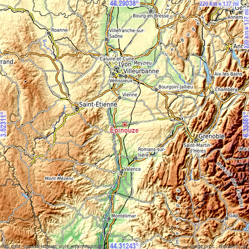 Topographic map of Épinouze