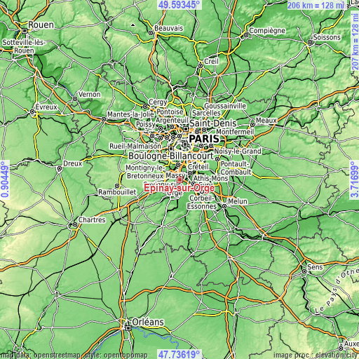 Topographic map of Épinay-sur-Orge