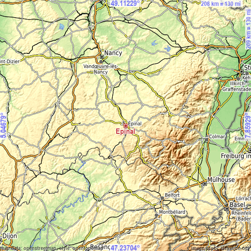 Topographic map of Épinal