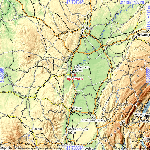 Topographic map of Épervans