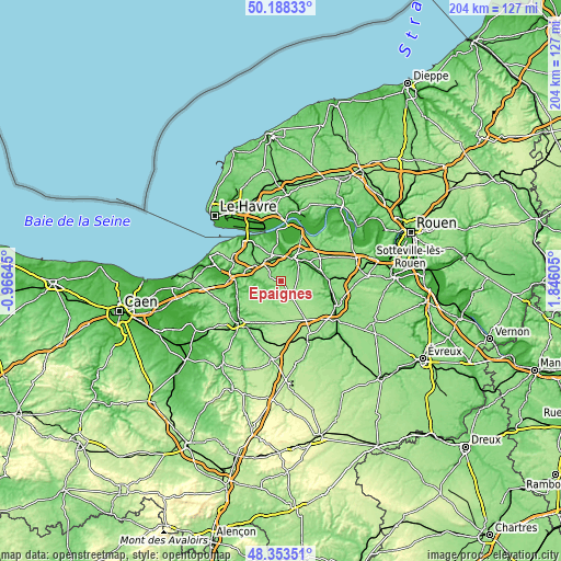 Topographic map of Épaignes