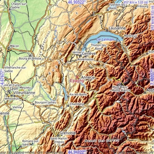 Topographic map of Épagny