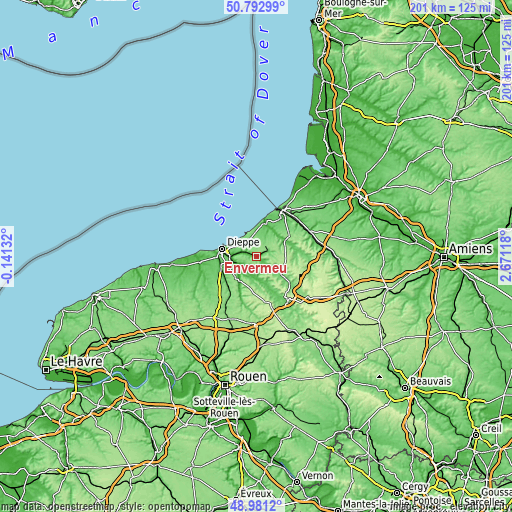 Topographic map of Envermeu