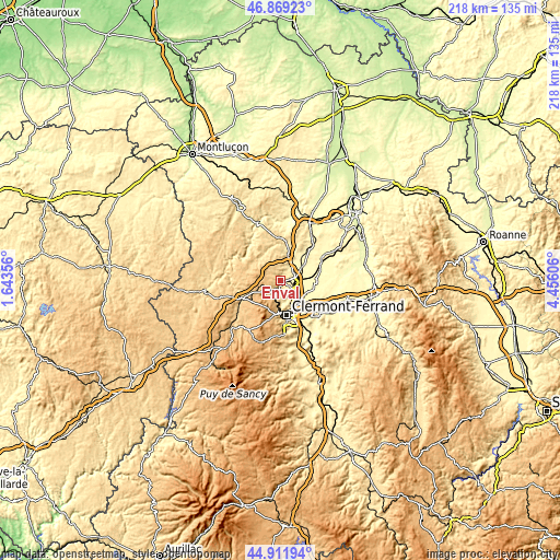 Topographic map of Enval