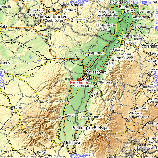 Topographic map of Entzheim