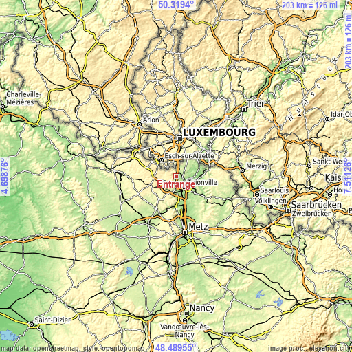 Topographic map of Entrange