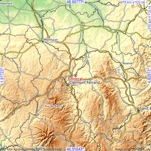 Topographic map of Ennezat