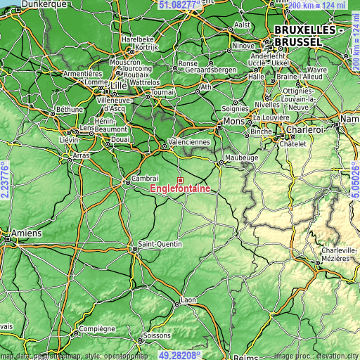 Topographic map of Englefontaine