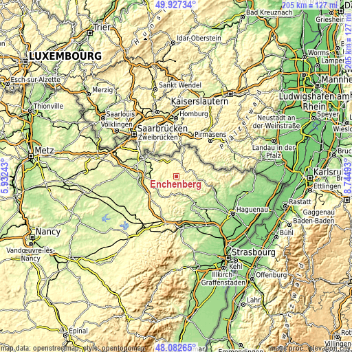 Topographic map of Enchenberg