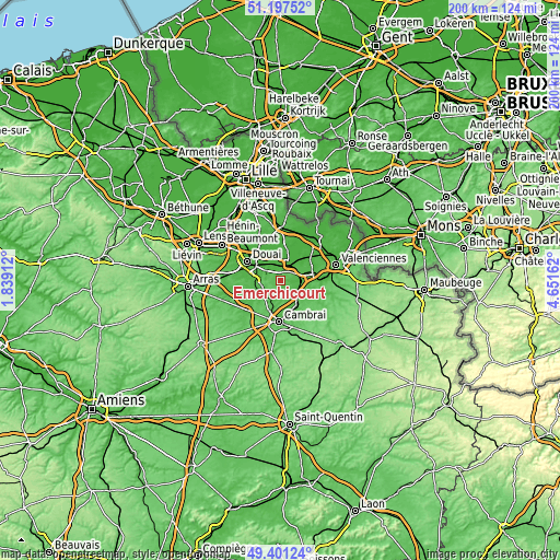 Topographic map of Émerchicourt