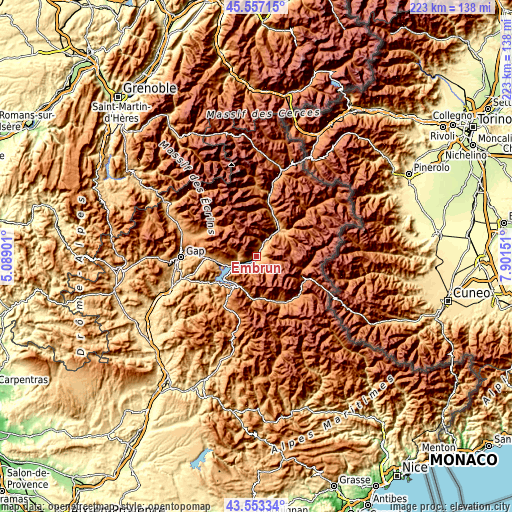 Topographic map of Embrun