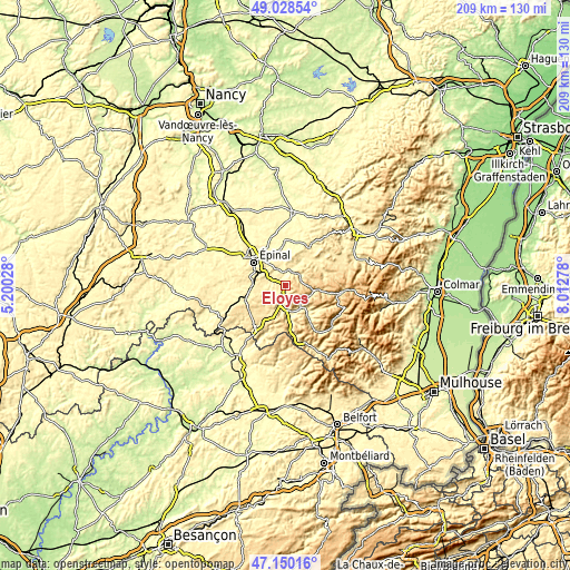 Topographic map of Éloyes