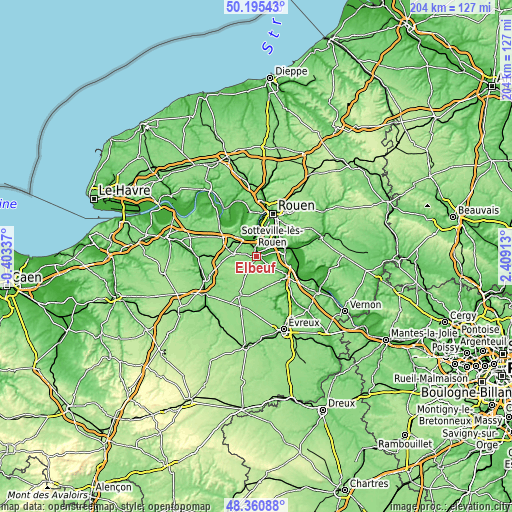 Topographic map of Elbeuf