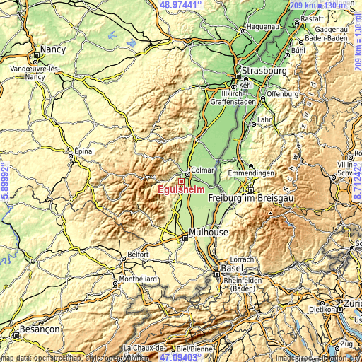 Topographic map of Eguisheim