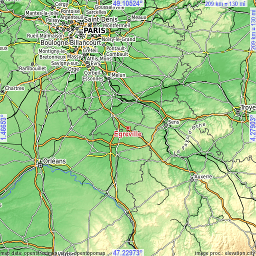 Topographic map of Égreville