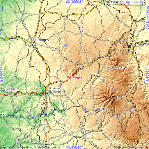 Topographic map of Égletons