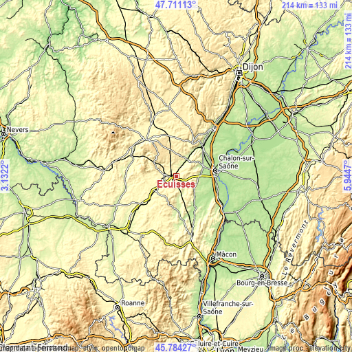 Topographic map of Écuisses