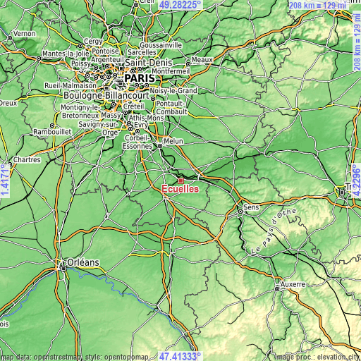 Topographic map of Écuelles