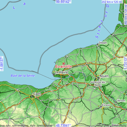 Topographic map of Écrainville