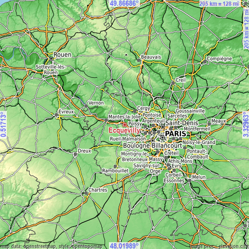 Topographic map of Ecquevilly