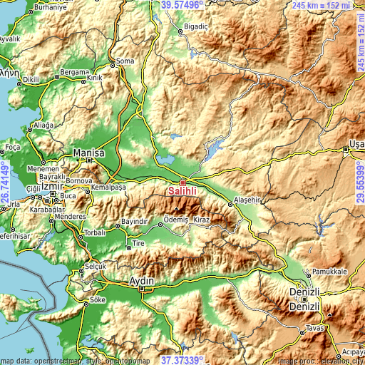 Topographic map of Salihli